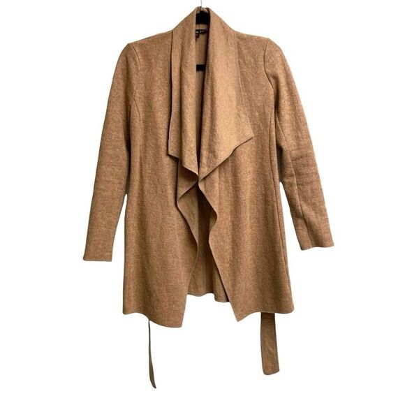 JACOB Vintage Wool Waterfall Wrap Cardigan Sweater Camel S - Picture 9 of 12
